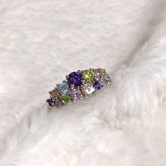 Jewelry - Beautiful Vintage Assorted Colors CZ Sterling Silver Ring